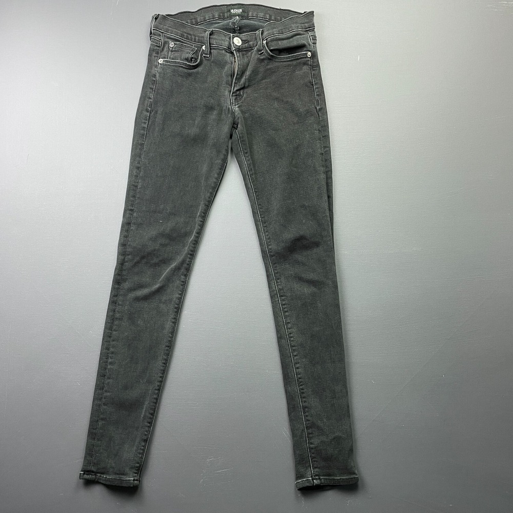 Hudson Jeans Women's 27x27 Gray Krista Super Skinny Stone Washed Denim Stretch
